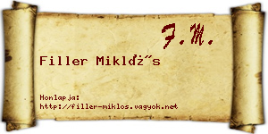 Filler Miklós névjegykártya